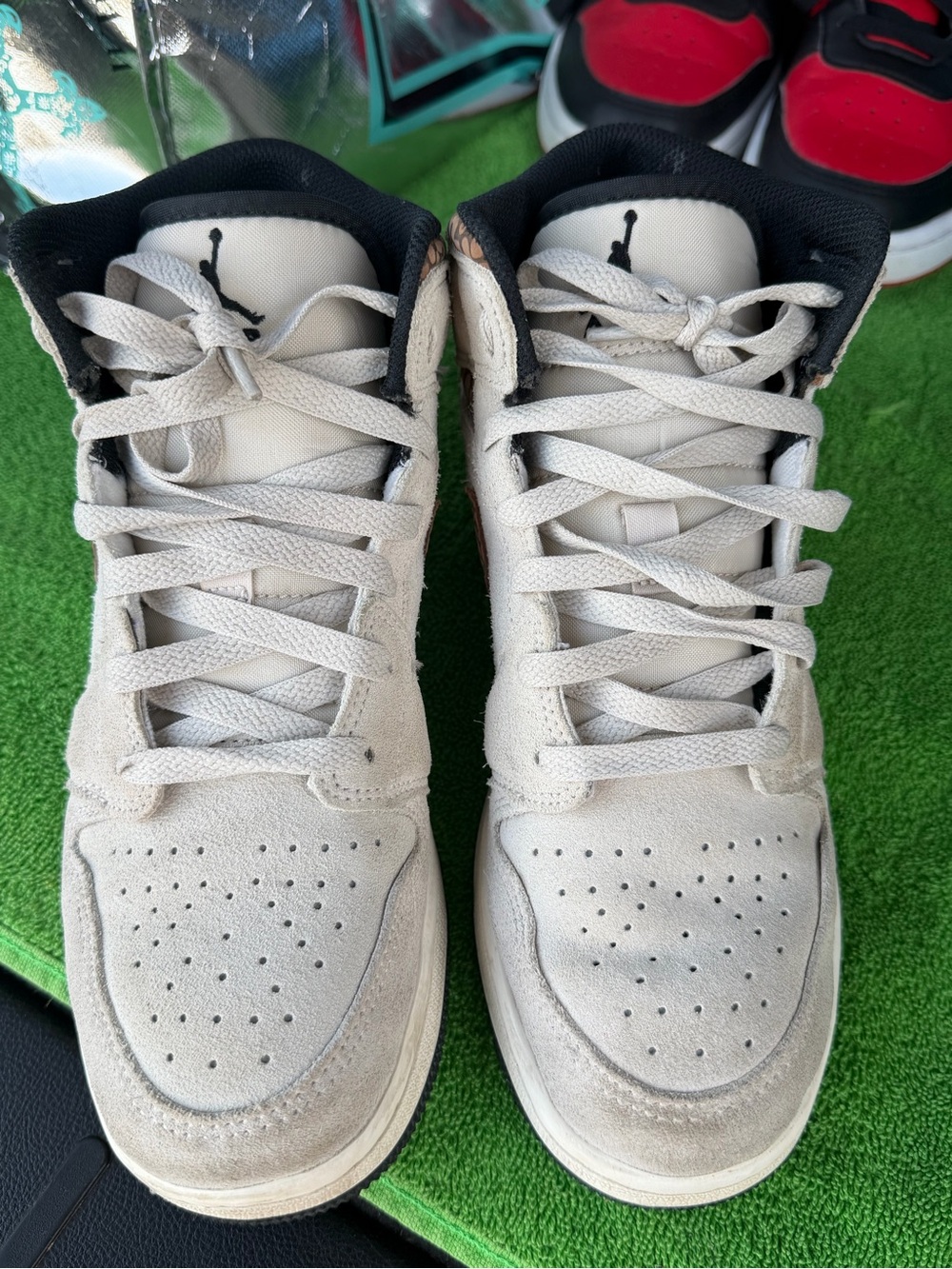 Jordan Men’s Suede High-Top Sneakers in Light Beige and Black